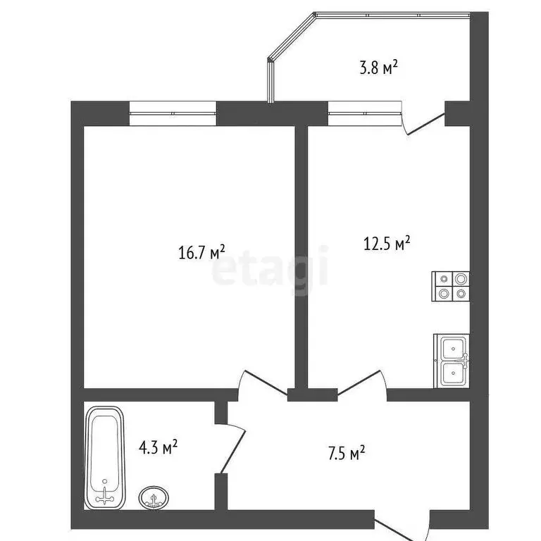 1-комнатная квартира: Тамбов, улица имени С.И. Савостьянова, 14 (41.3 ... - Фото 1