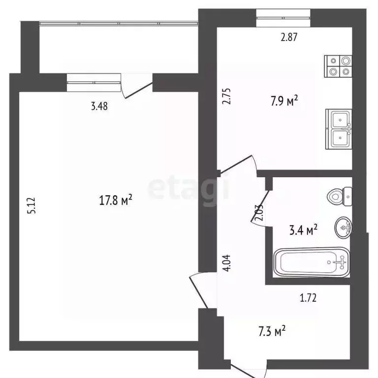 1-к кв. Орловская область, Орел Костомаровская ул., 5 (38.0 м) - Фото 2