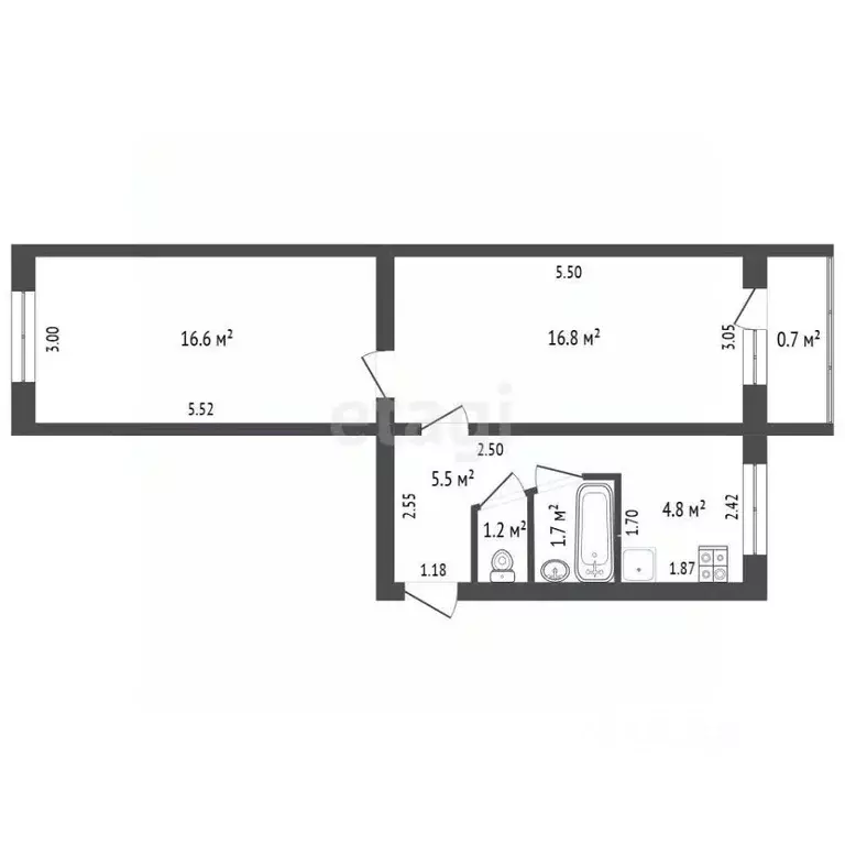 2-к кв. Мордовия, Саранск бул. Эрьзи, 8 (46.6 м) - Фото 2