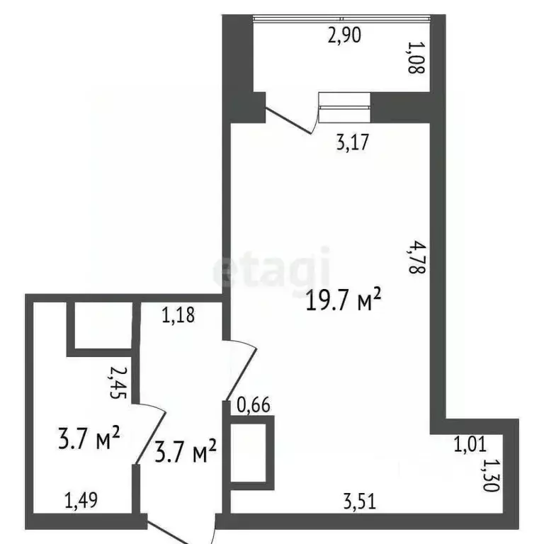 Студия Калужская область, Обнинск ул. Кутузова, 23 (27.1 м) - Фото 0