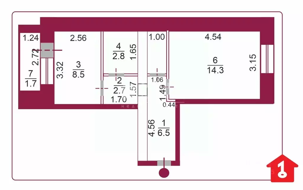 1-к кв. Омская область, Омск ул. Ватутина, 29 (36.6 м) - Фото 2