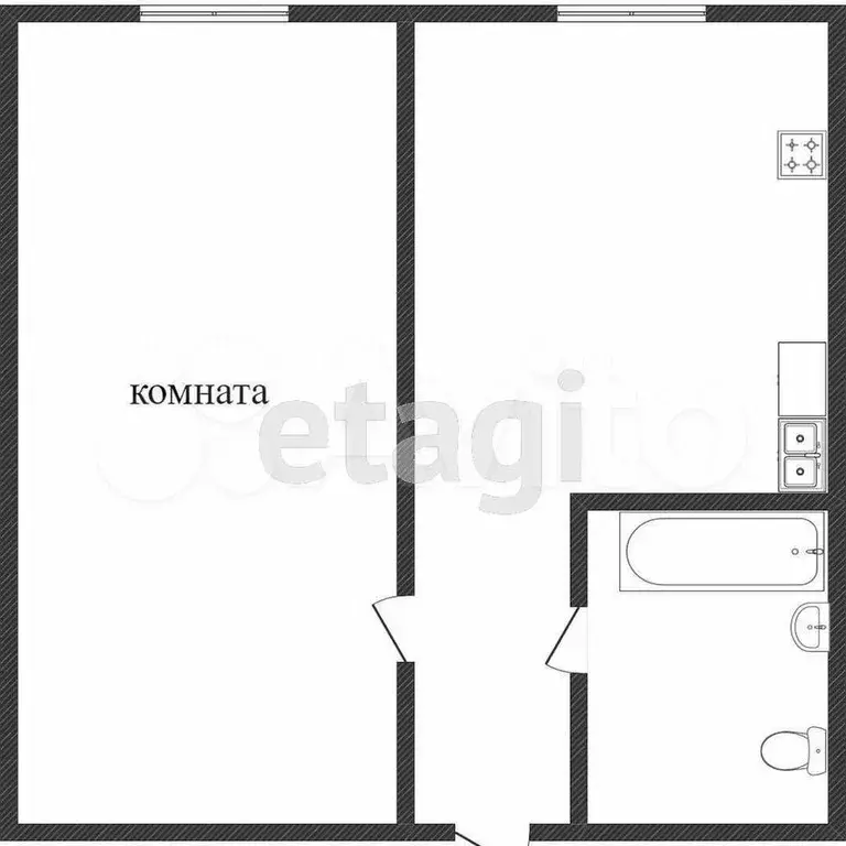1-к. квартира, 36,8 м, 3/3 эт. - Фото 0