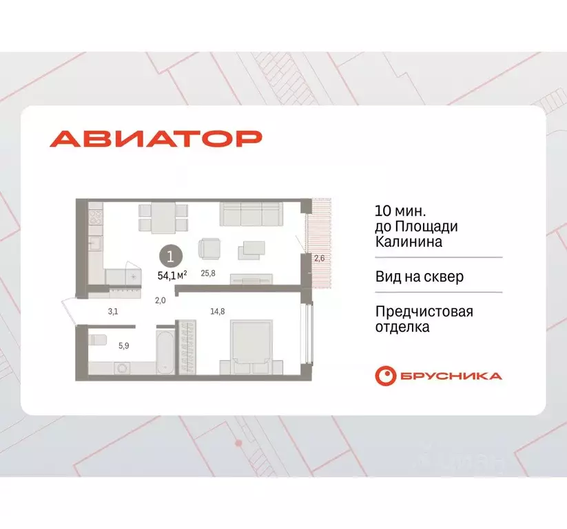 1-к кв. Новосибирская область, Новосибирск ул. Аэропорт, 88 (54.13 м) - Фото 0