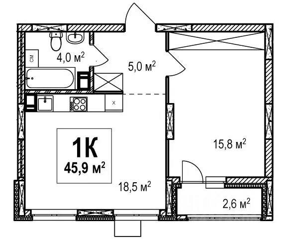 1-к кв. Нижегородская область, Нижний Новгород просп. Гагарина, 36к4 ... - Фото 1