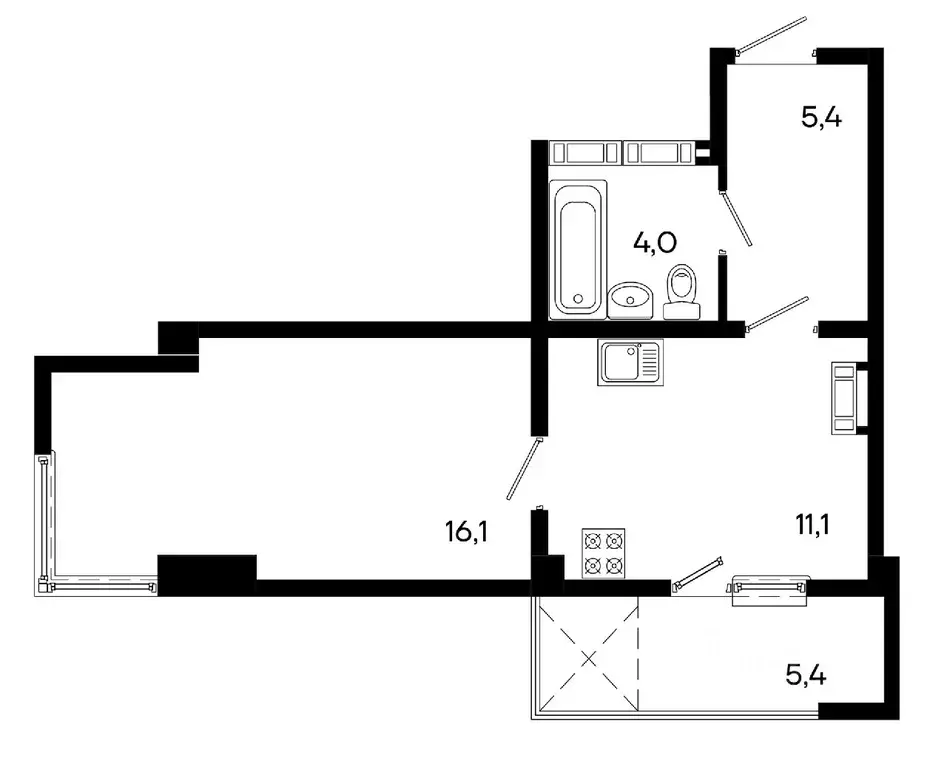 Студия Крым, Симферополь ул. Трубаченко, 21 (42.0 м) - Фото 0