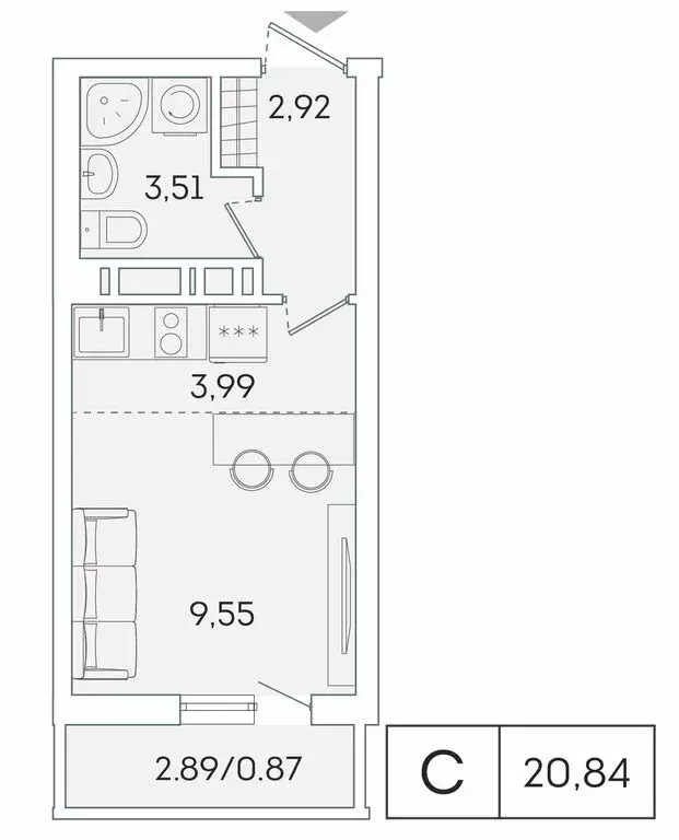Квартира-студия: Мурино, Графская улица, 6к1 (20 м) - Фото 0