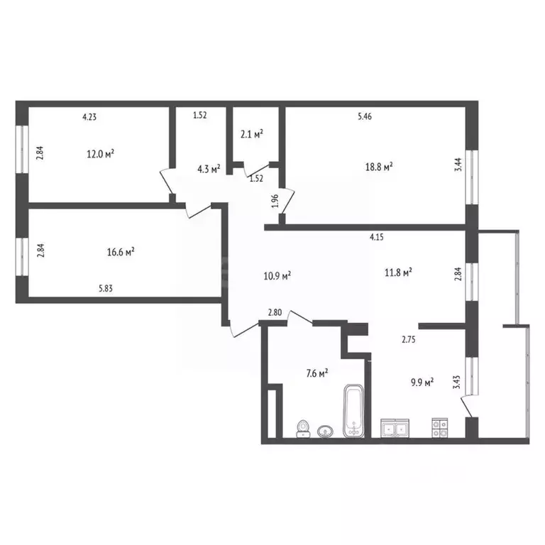4-к кв. Саха (Якутия), Якутск ул. Курнатовского, 3/5 (94.0 м) - Фото 2
