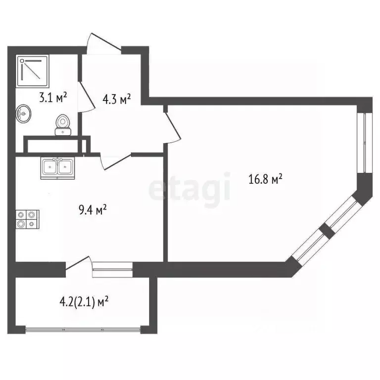 1-к кв. Крым, Симферопольский район, с. Мирное, Жигулина Роща мкр  ... - Фото 2