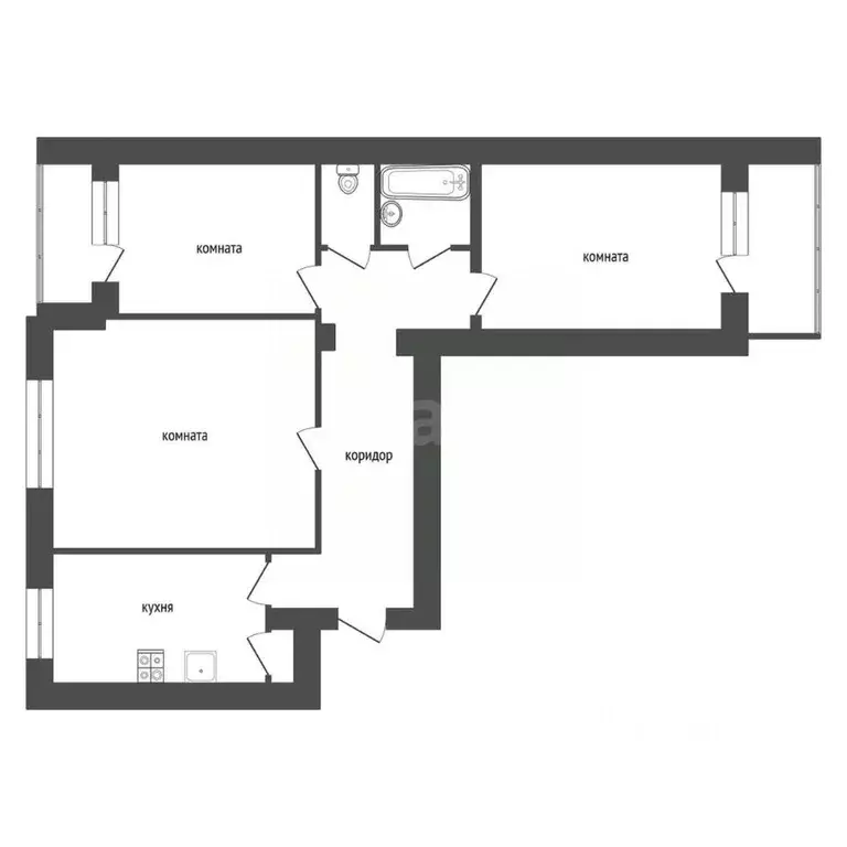 3-к кв. Воронежская область, Воронеж ул. Димитрова, 79 (61.8 м) - Фото 2