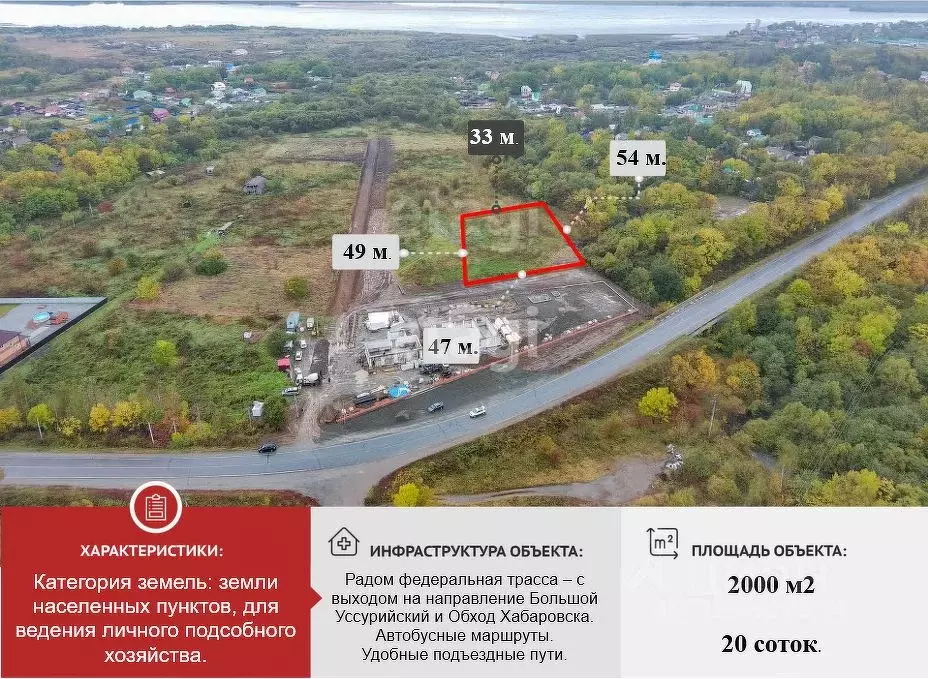 Участок в Хабаровский край, Хабаровский район, с. Корсаково-2  (20.0 ... - Фото 1