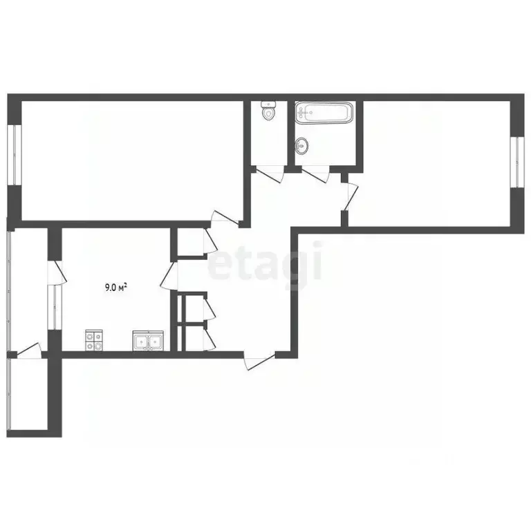 2-к кв. Московская область, Воскресенск Московская ул., 19 (53.4 м) - Фото 2