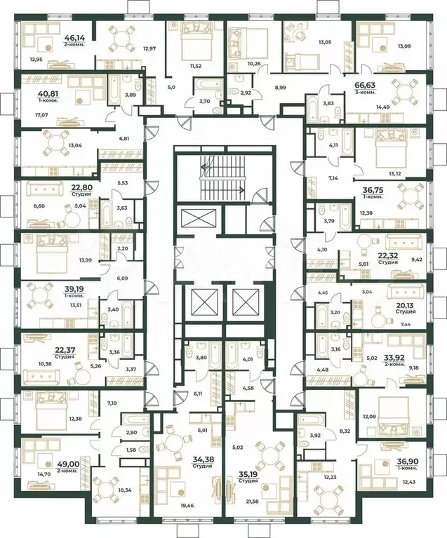Квартира-студия, 35,2 м, 4/24 эт. - Фото 1