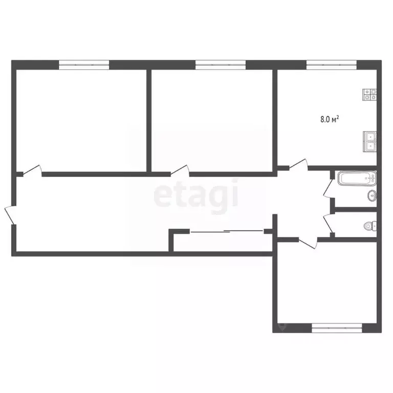 3-к кв. Коми, Усинск ул. Мира, 13А (69.6 м) - Фото 1