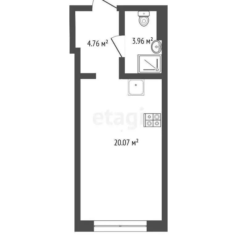 Квартира-студия: Тюмень, улица Судостроителей, 48 (28.7 м) - Фото 1