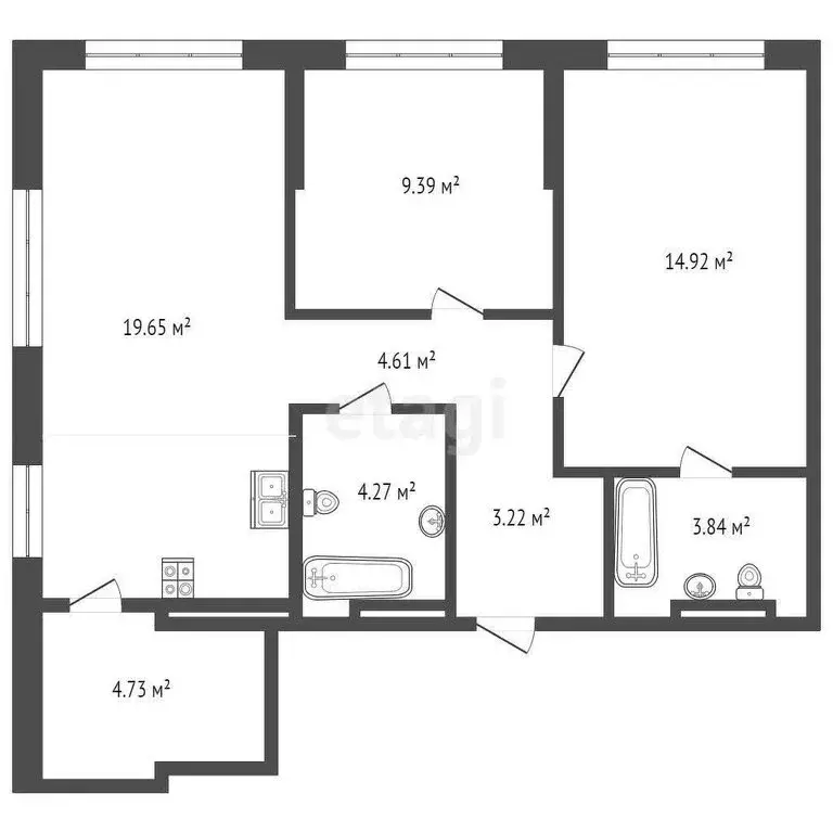 2-комнатная квартира: Тюмень, Харьковская улица, 72Б (65 м) - Фото 0