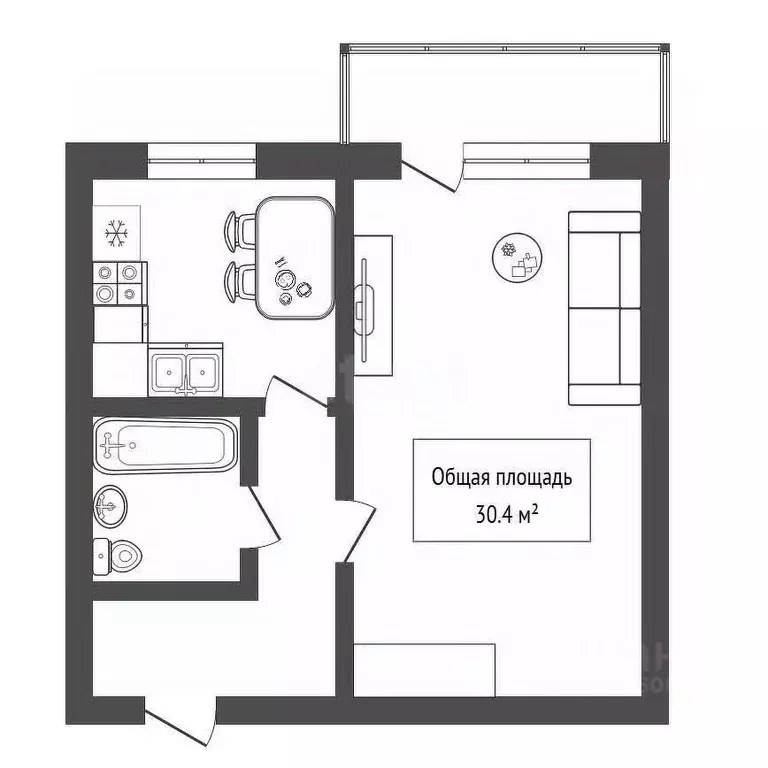 1-к кв. Алтай, Горно-Алтайск Красноармейская ул. (30.4 м) - Фото 2