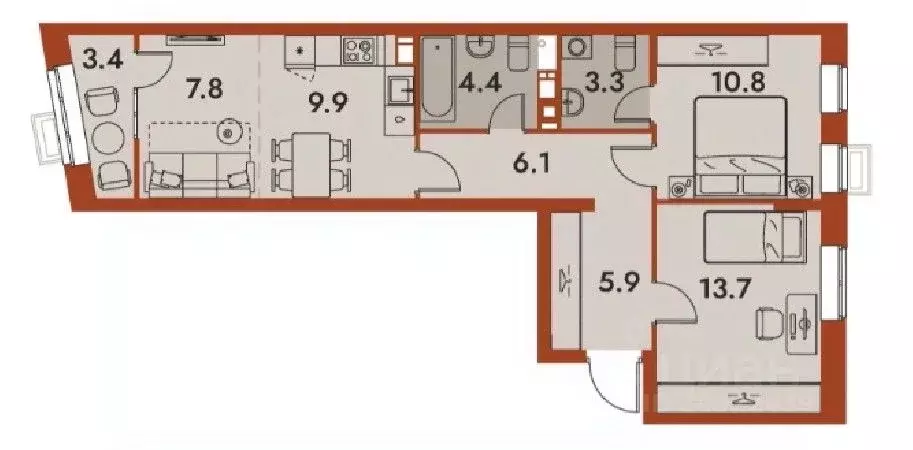 3-к кв. Нижегородская область, Нижний Новгород Ленгородок мкр, Первый ... - Фото 1