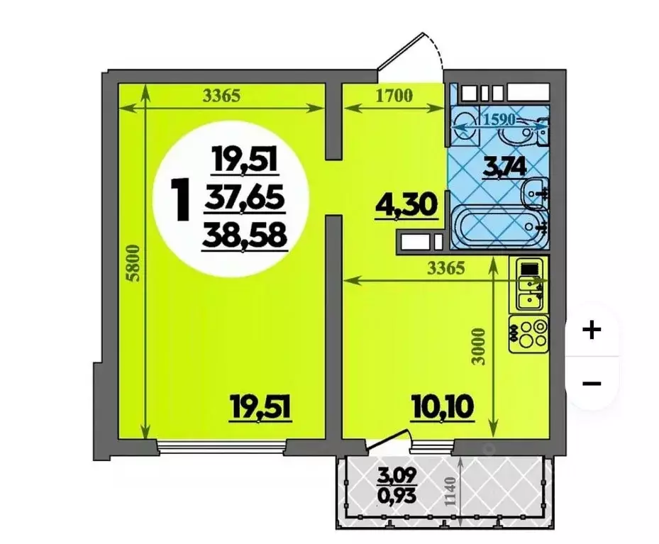 1-к кв. Краснодарский край, Новороссийск ул. Имени Владимира Бута, 6 ... - Фото 1