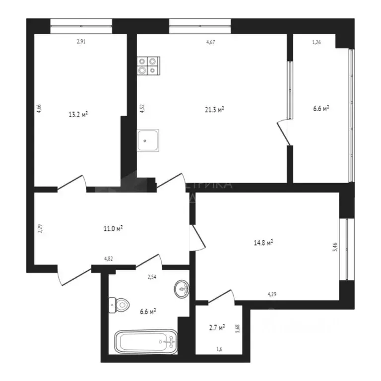 2-к кв. Тюменская область, Тюмень ул. Евгения Войнова, 7 (76.2 м) - Фото 2