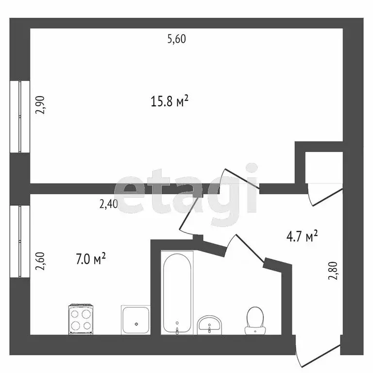 1-комнатная квартира: Симферополь, улица Никанорова, 5 (33 м) - Фото 1