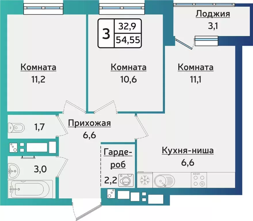 3-к кв. Удмуртия, Ижевск ул. 40 лет Победы, 121 (54.6 м) - Фото 0