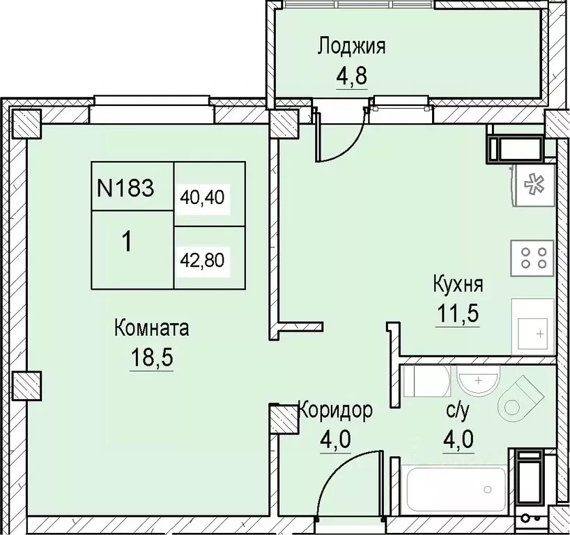 1-к кв. Нижегородская область, Нижний Новгород ул. Июльских Дней (39.9 ... - Фото 0