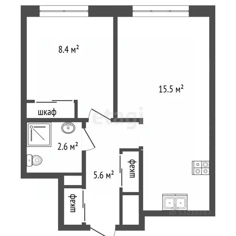 1-к кв. Татарстан, Набережные Челны Автозаводский просп., 59А (36.7 м) - Фото 2