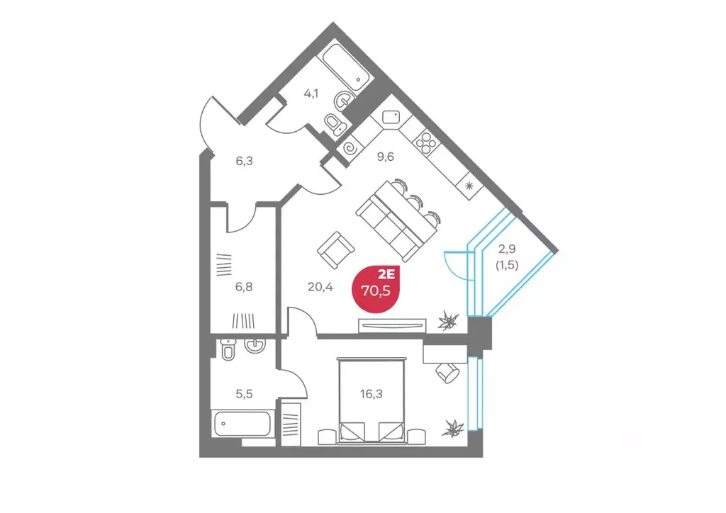 2-к кв. Пермский край, Пермь Советская ул., 16 (70.5 м) - Фото 1