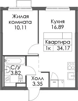 1-комнатная квартира: городской посёлок Новоселье, жилой комплекс ... - Фото 0