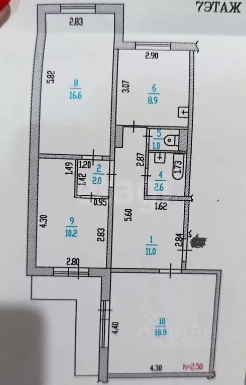 3-к кв. Алтайский край, Барнаул Балтийская ул., 55 (71.2 м) - Фото 2