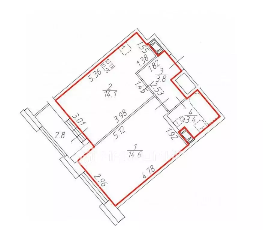 Квартира, 1 комната, 35.9 м - Фото 0