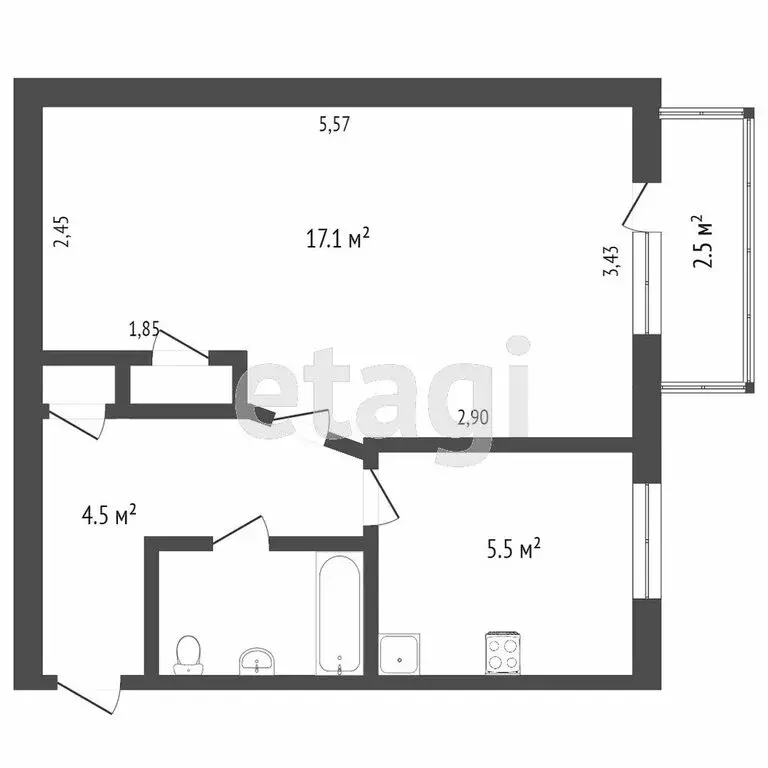 1-комнатная квартира: Оренбург, улица Геннадия Донковцева, 5 (46.6 м) - Фото 0
