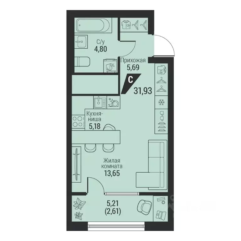 1-к кв. Свердловская область, Екатеринбург просп. Космонавтов, 100 ... - Фото 1