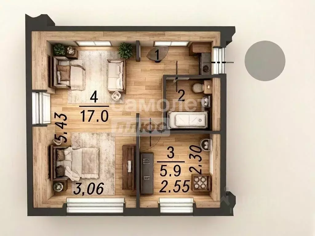 1-к кв. Омская область, Омск просп. Мира, 57А (31.0 м) - Фото 2