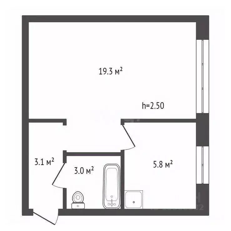 1-к кв. Красноярский край, Красноярск ул. Крупской, 8 (31.2 м) - Фото 2