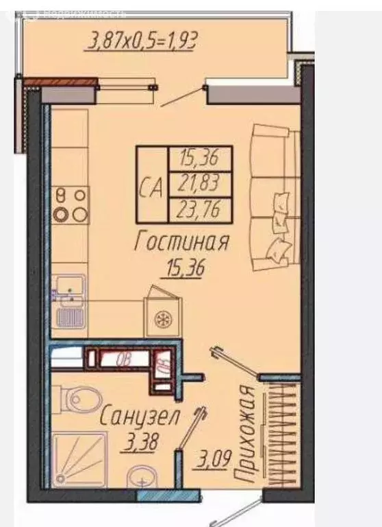 квартира-студия: краснодар, улица имени генерала корнилова, 10 (25.7 . - Фото 0