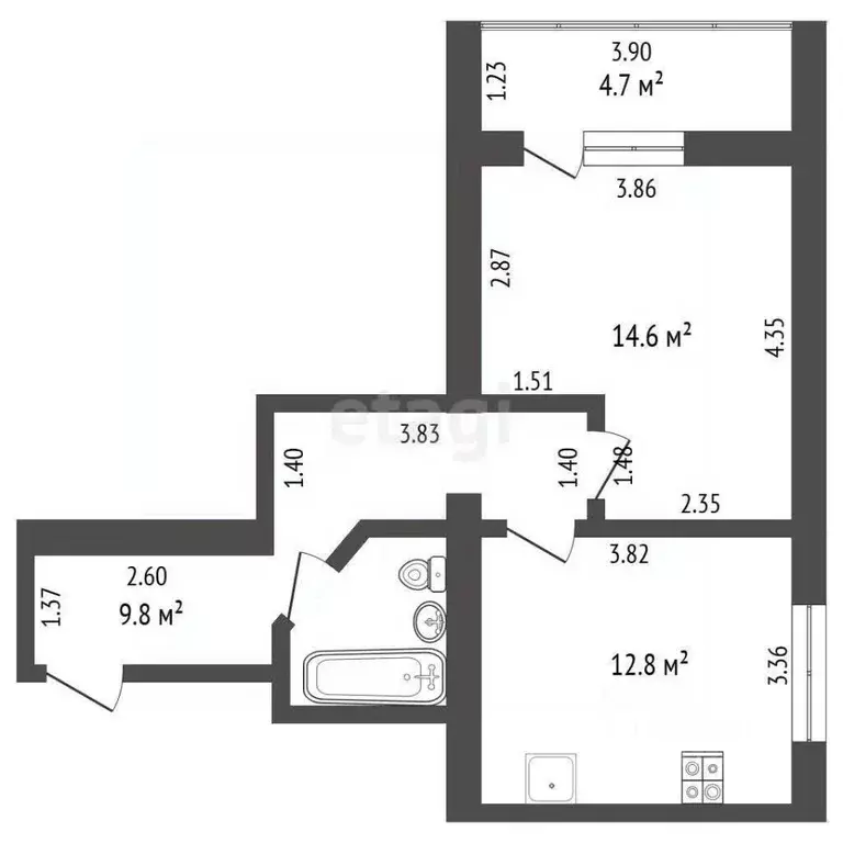 1-к кв. Ямало-Ненецкий АО, Пуровский район, Уренгой пгт, 4-й мкр 28 ... - Фото 2