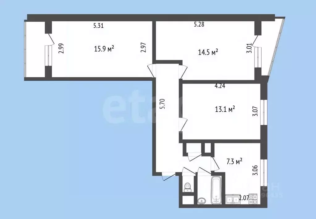Комната Москва Кировоградская ул., 44К1 (48.0 м) - Фото 1