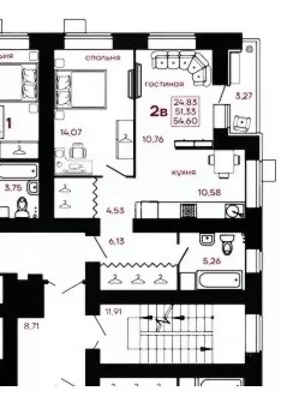 2-к кв. Пензенская область, Пенза Комсомольская ул., 30 (51.23 м) - Фото 2