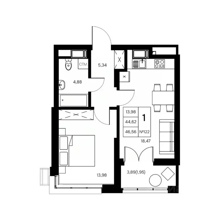 1-к кв. Калужская область, Обнинск Заовражье жилрайон, Новый город ... - Фото 1