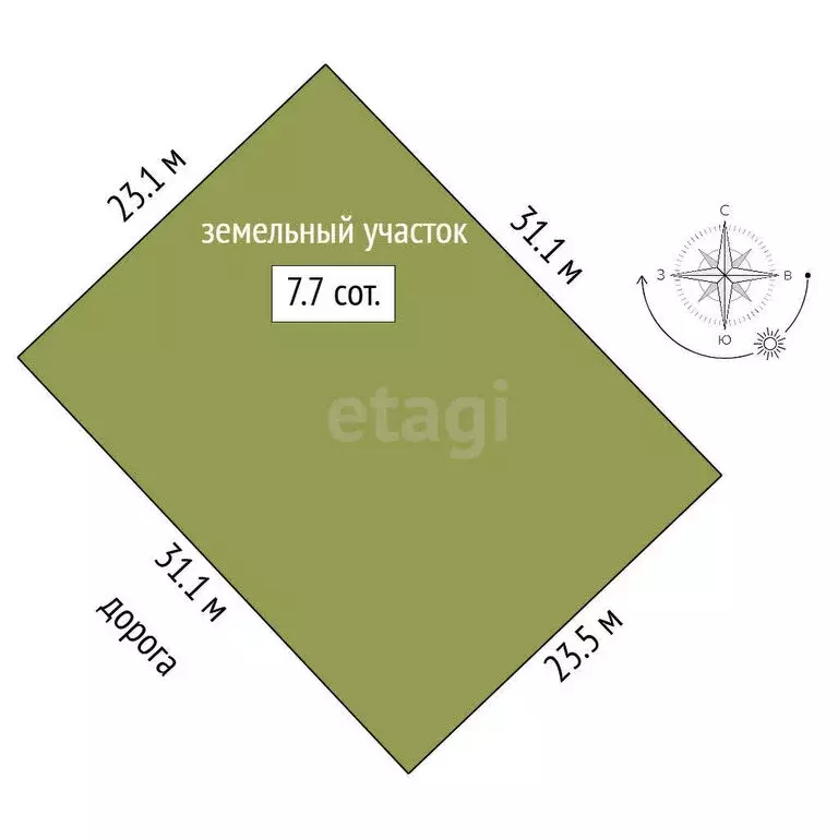 Участок в посёлок Нагорный, Южная улица (7.7 м) - Фото 1