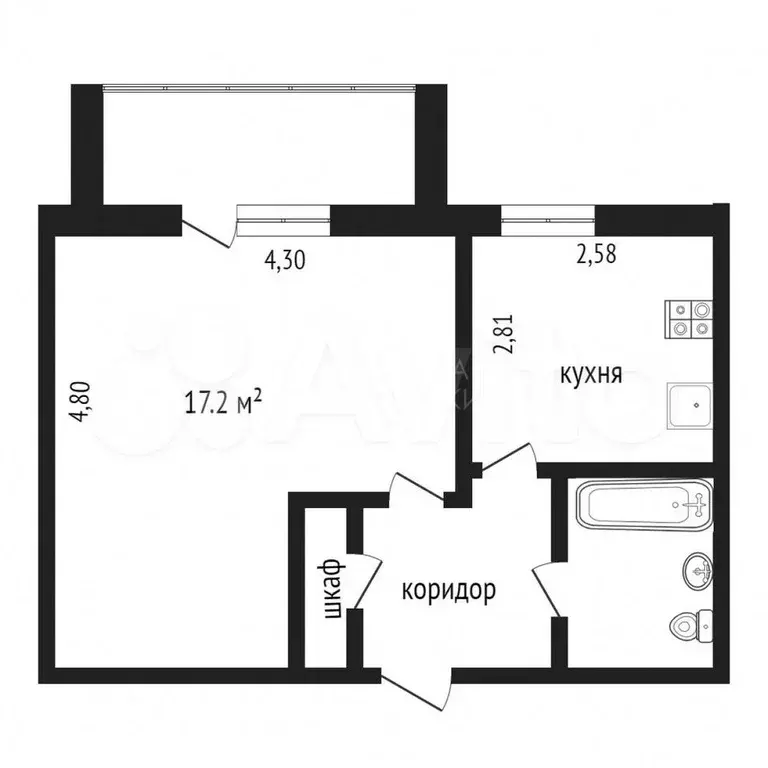 1-к. квартира, 32 м, 5/5 эт. - Фото 0