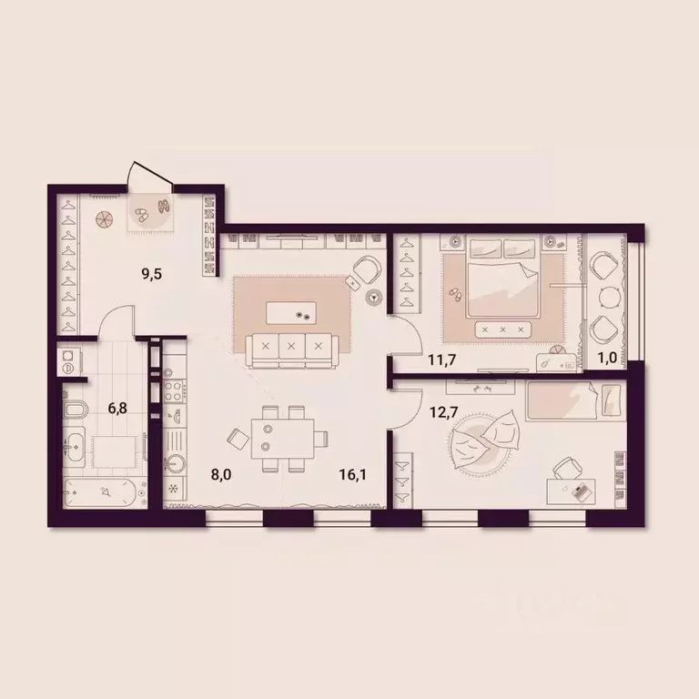 2-к кв. Приморский край, Артем ул. Куйбышева, 11А (65.75 м) - Фото 1