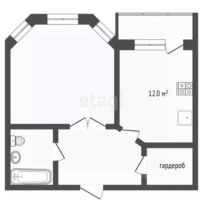 1-к кв. Тюменская область, Тюмень ул. Циолковского, 9 (45.9 м) - Фото 0