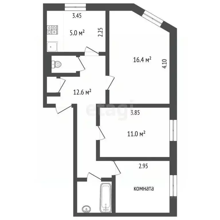 3-к кв. Ямало-Ненецкий АО, Новый Уренгой Молодежная ул., 9 (58.5 м) - Фото 1
