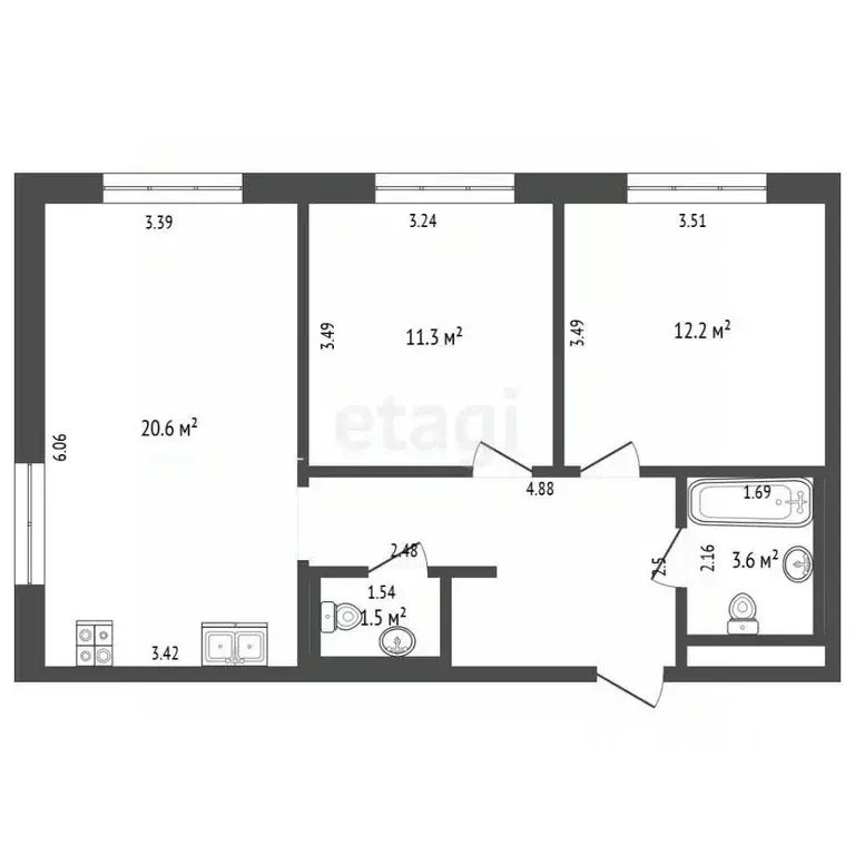 3-к кв. Москва Люблинская ул., 80к5 (59.2 м) - Фото 2