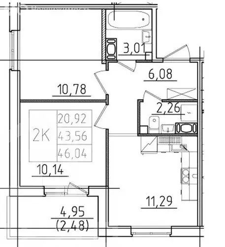 2-комнатная квартира: Гатчина, улица Чехова, 39к2 (43.5 м) - Фото 1