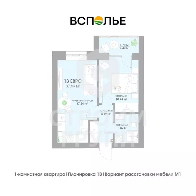 1-к кв. Владимирская область, Суздаль  (37.69 м) - Фото 0