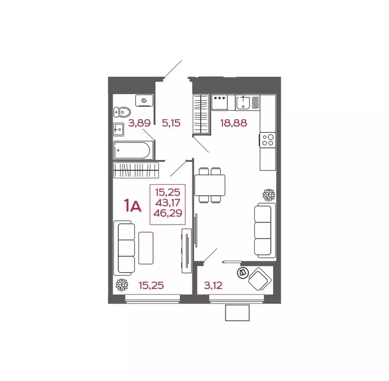1-к кв. Пензенская область, Пенза ул. Баталина, 31 (46.29 м) - Фото 1