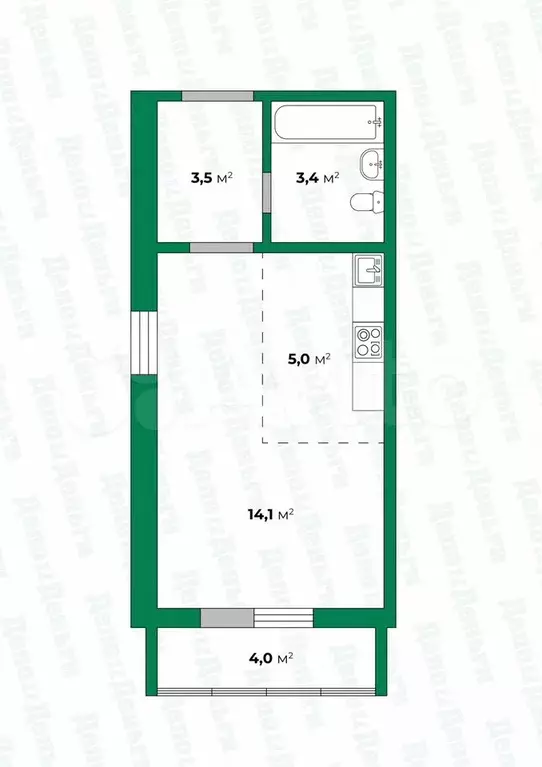 Квартира-студия, 26,1 м, 4/13 эт. - Фото 0